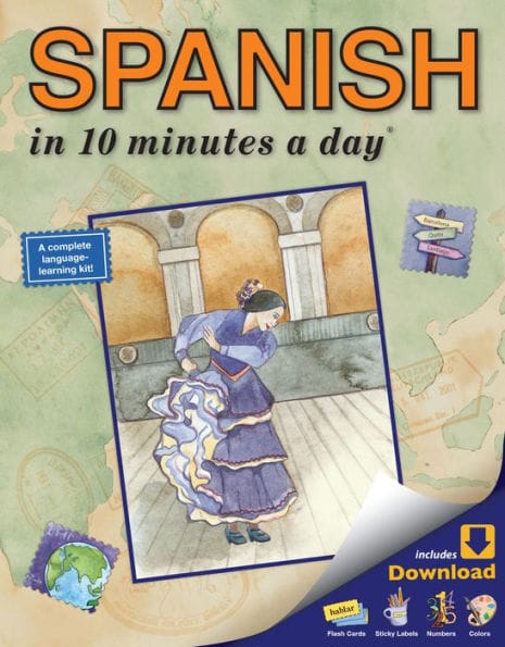 SPANISH in 10 minutes a day: Language course for beginning and advanced study. Includes Workbook, Flash Cards, Special Labels, Menu Guide, Software, Glossary, and Phrase Guide. Grammar. Bilingual Books, Inc. (Publisher)