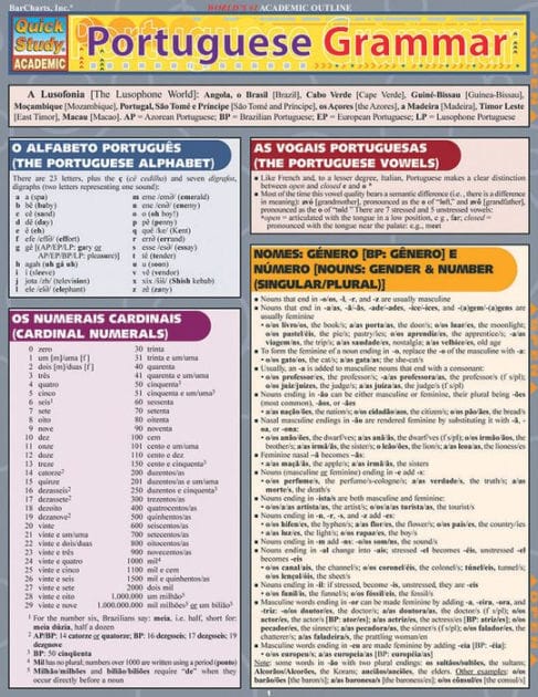 Portuguese Grammar: QuickStudy Laminated Reference Guide