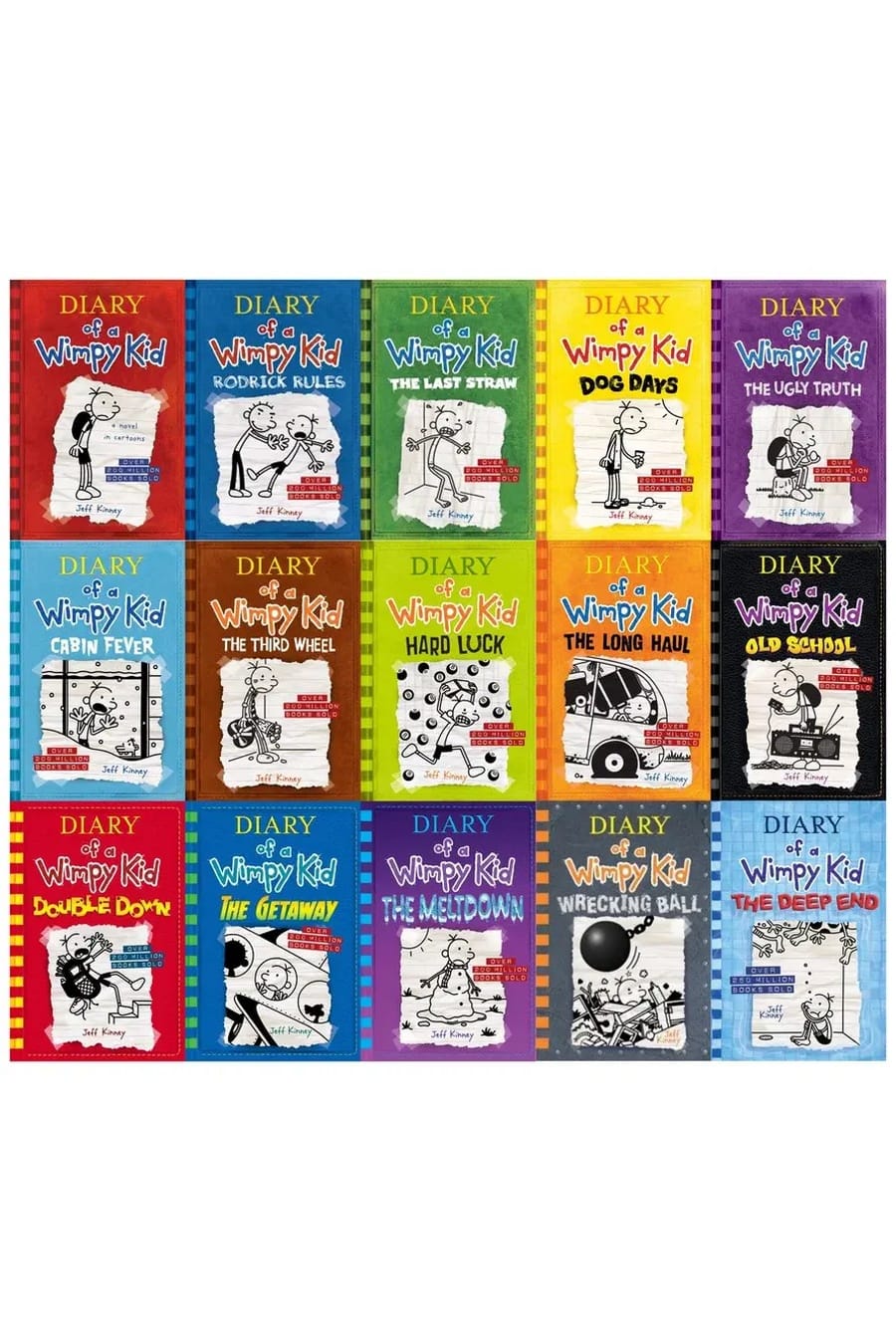 Jeff Kinney Diary of A Wimpy Kid Series Collection 1-15 Books Boxed Set