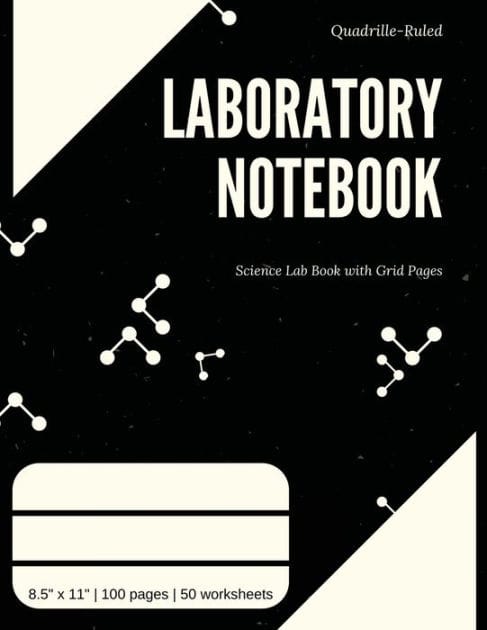 Black Laboratory Notebook: Quadrille-Ruled Science Lab Book with Grid Pages: Numbered Pages and Table of Contents:For Chemistry, Physics, Biology - 8.5" x 11" Large Letter Size 100 pages (50 sheets) 4 x 4 Quad Lined