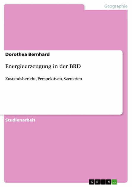 Energieerzeugung in der BRD: Zustandsbericht, Perspektiven, Szenarien