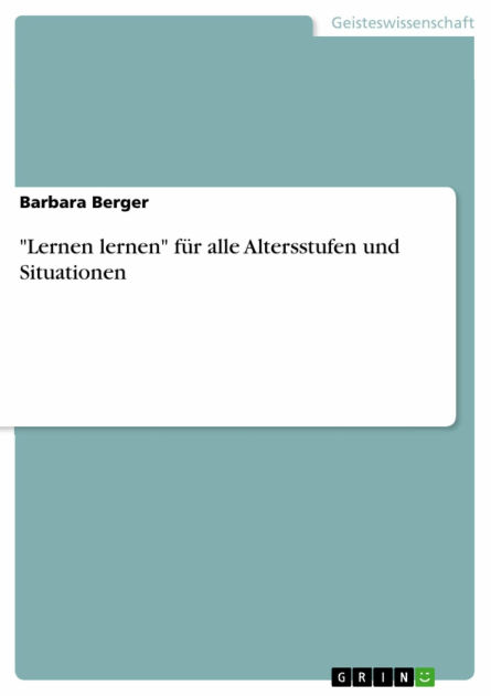 'Lernen Lernen' Für Alle Alter 9783640323968 Img1